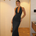 Halter Open-Back Maxi Dress