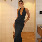 Halter Open-Back Maxi Dress