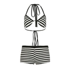 Elira Striped Halter Bikini Top & Shorts Set