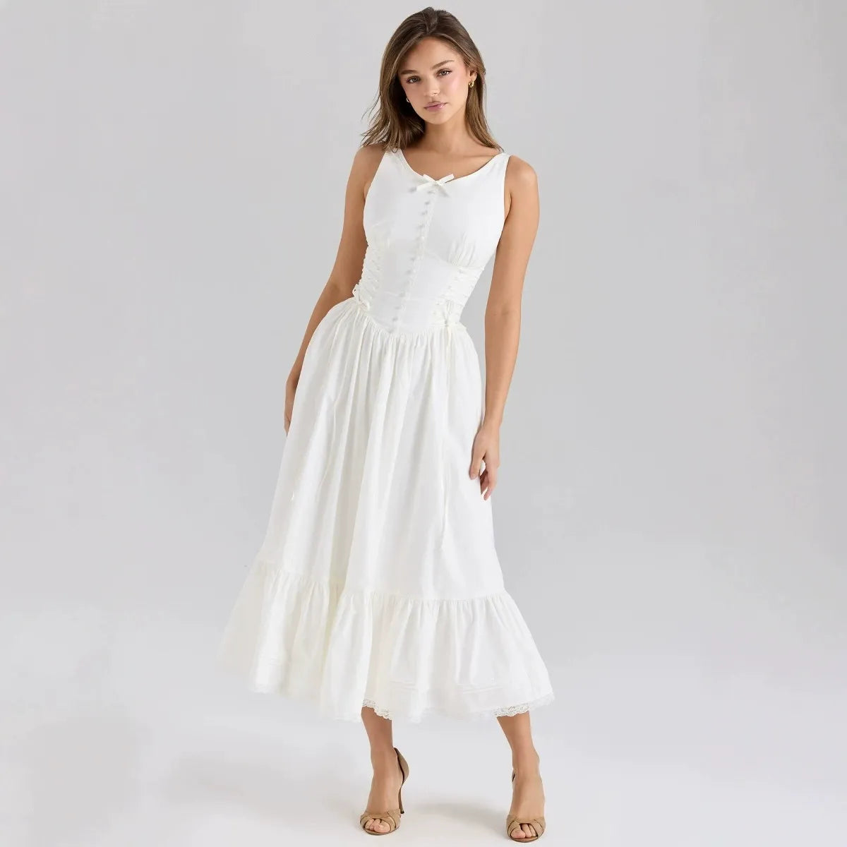 Aela Floral Corset Midi Dress