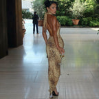 Esme Leopard Halter Maxi Dress