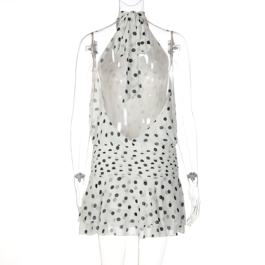 Monique Polka Dot Halter Mini Dress