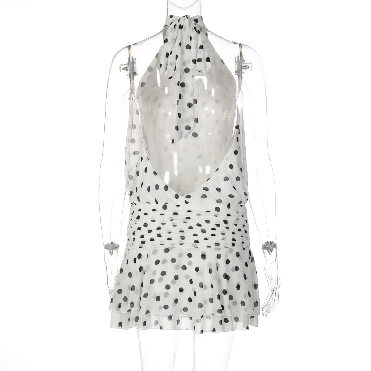Monique Polka Dot Halter Mini Dress