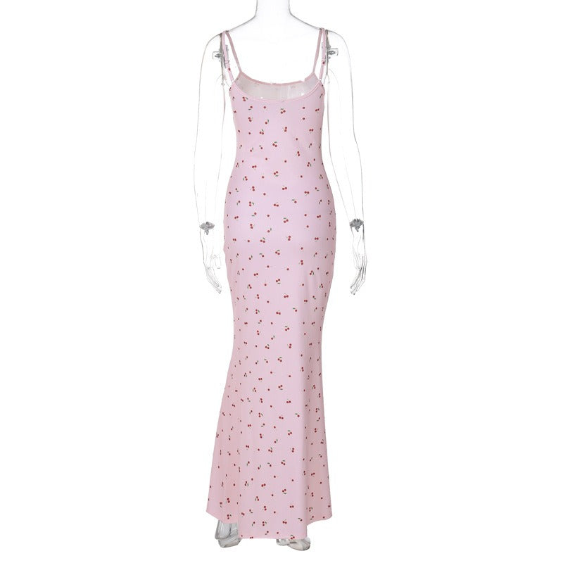 Giulia Cherry Print Mermaid Maxi Dress