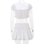 Ruffle Smocked Two Piece Skirt Set