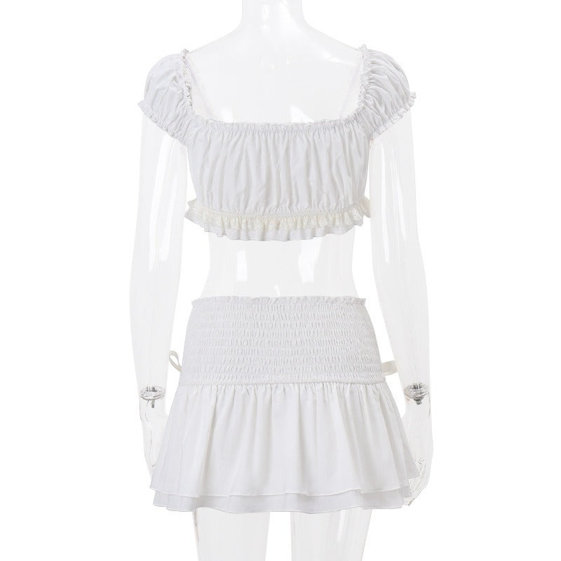 Ruffle Smocked Two Piece Skirt Set