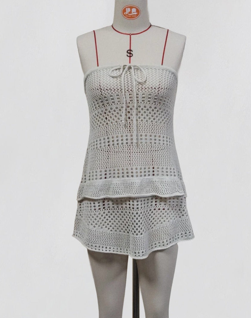 Fiorella Crochet Ruffle Mini Dress