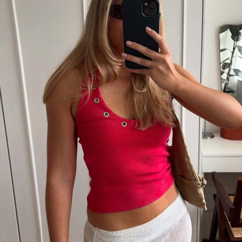 Dalia Eyelet Halter Crop Top