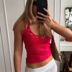 Dalia Eyelet Halter Crop Top