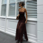 Xiu Strapless Mesh Maxi Dress