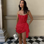 Mina Lace Corset Drape Mini Dress