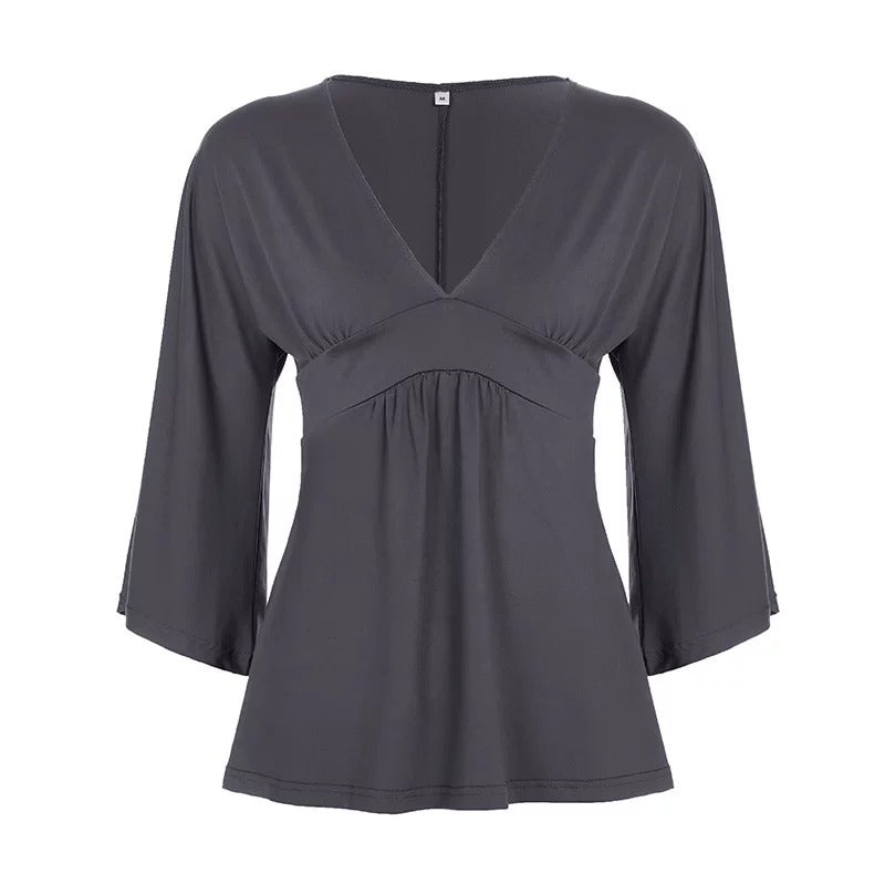 Maika Flowy Deep V-Neck Blouse