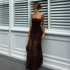 Xiu Strapless Mesh Maxi Dress