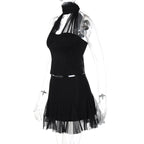 Mesh Halter Top & Mini Skirt Set