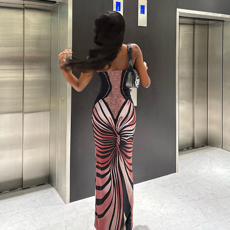 Imogen Abstract Print Strapless Maxi Dress