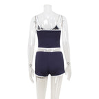 Daryna Navy Lace Trim Lounge Set