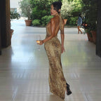 Esme Leopard Halter Maxi Dress