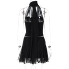 Mesh Halter Top & Mini Skirt Set