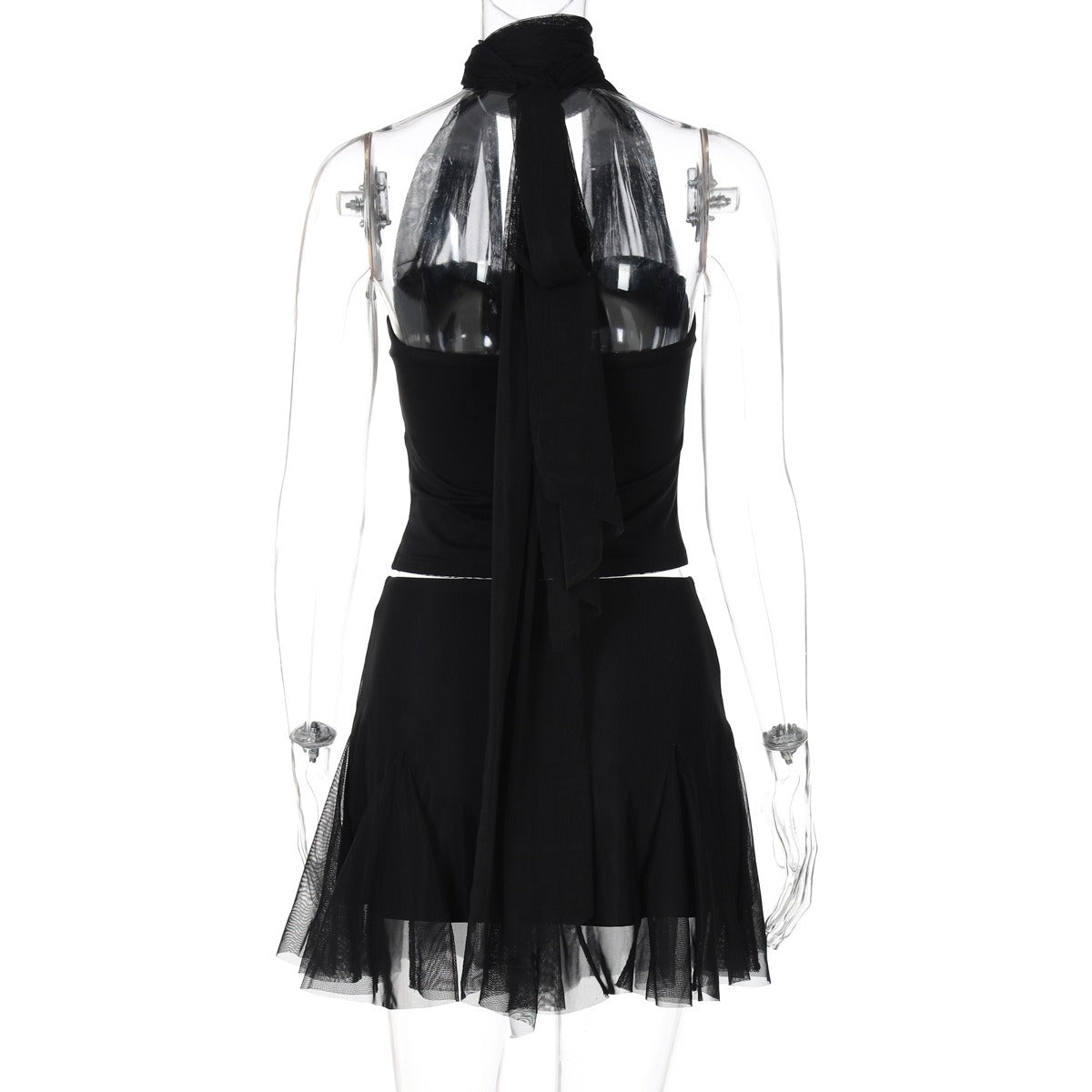 Mesh Halter Top & Mini Skirt Set