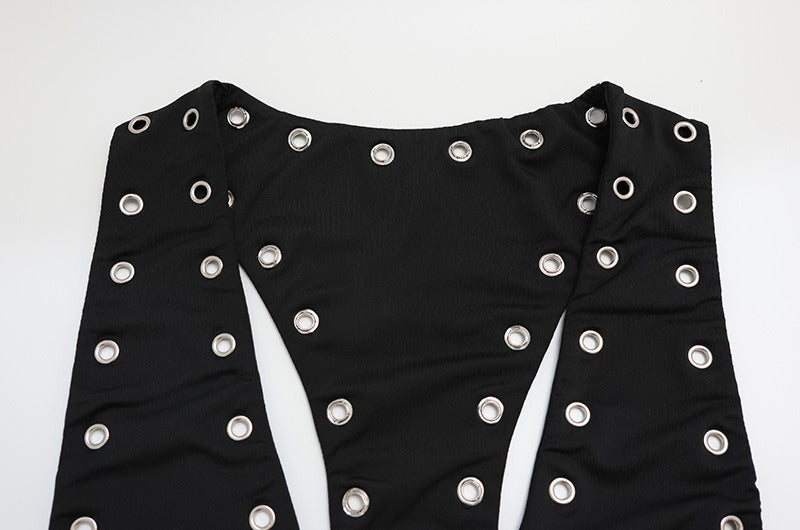 Nova Eyelet Detail Open-Back Midi Dress