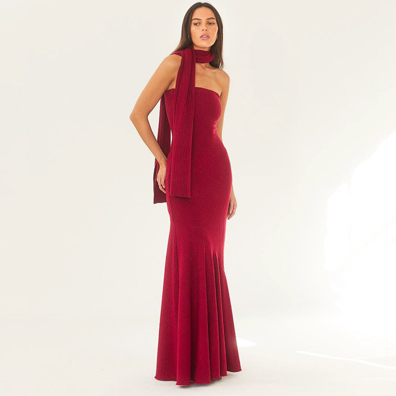 Ruela Scarf Neck Maxi Dress