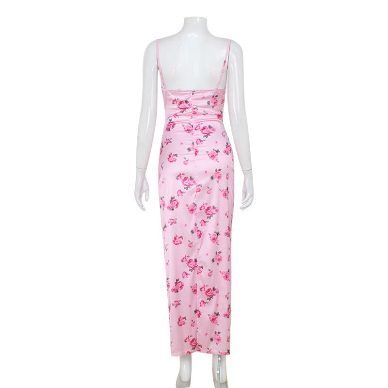 Mirenza Pink Rose Floral Maxi Dress