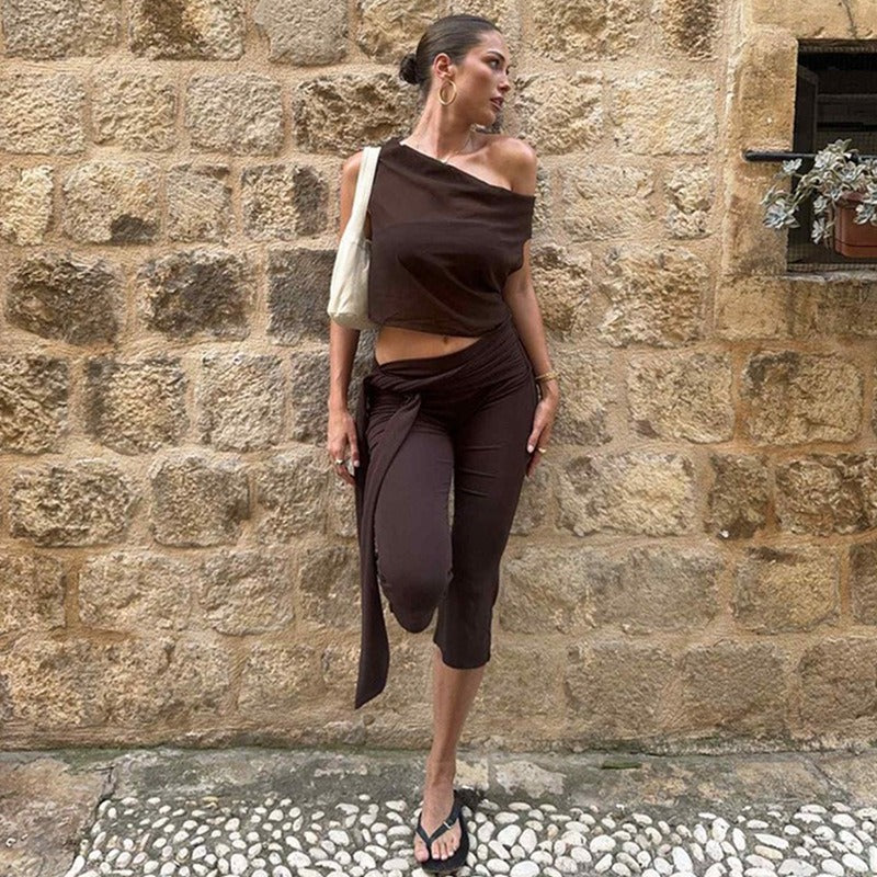 Lily Draped Flare Capri Pants