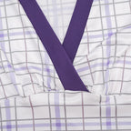Sibyl Lavender Plaid Wrap-Front Knit Top