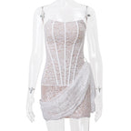 Mina Lace Corset Drape Mini Dress