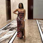Imogen Abstract Print Strapless Maxi Dress