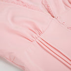 Lace-Trim Puff Sleeve Button Blouse