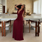 Lilia Draped V-Neck Maxi Dress