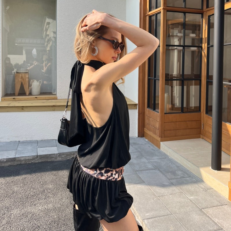 Aiko Leopard Waist Detail Mini Dress