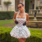 Fiorella Polka Dot Halter Bubble Mini Dress