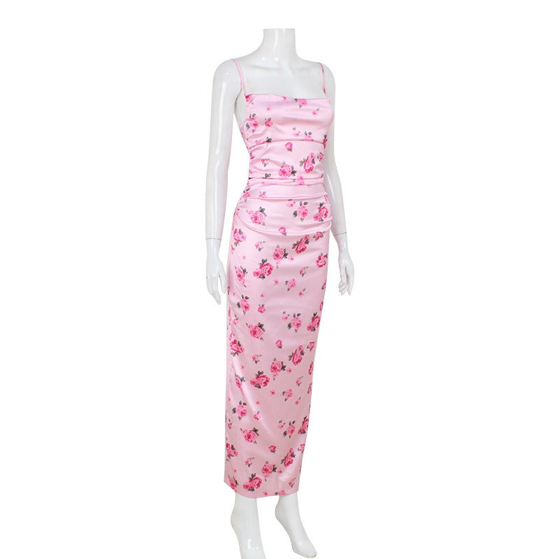 Mirenza Pink Rose Floral Maxi Dress