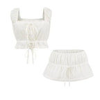 Ingrid Tie-Front Crop Top & Ruffle Shorts Set