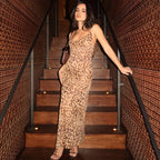 Nari Leopard Backless Maxi Dress