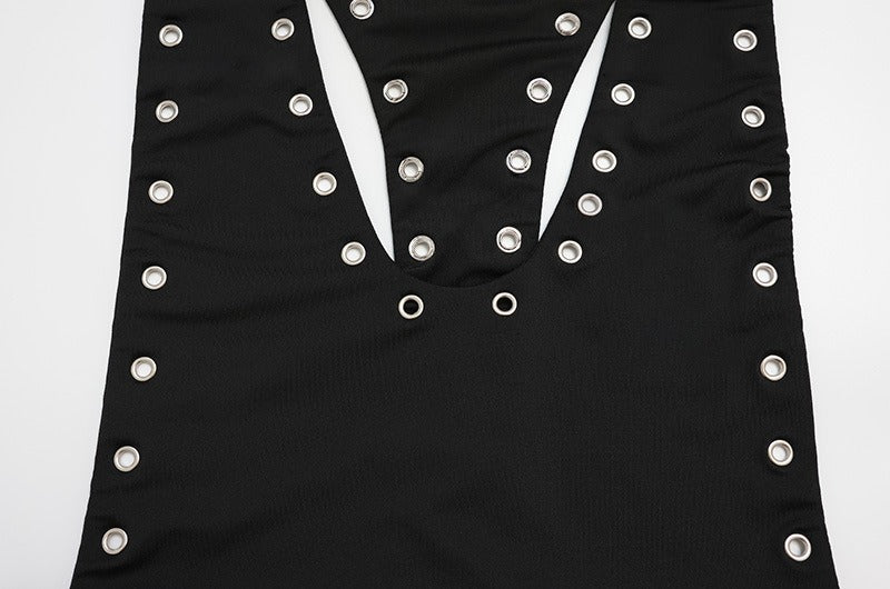 Nova Eyelet Detail Open-Back Midi Dress