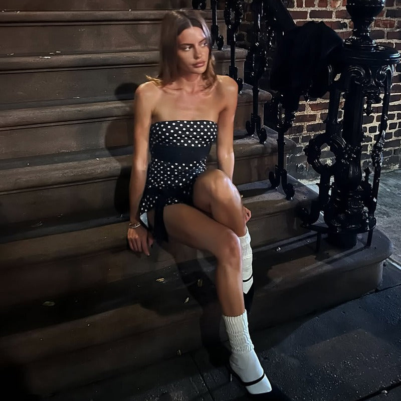 Hana Polka Dot Strapless Mini Dress