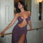 Maelis Sheer Plunge Maxi Dress