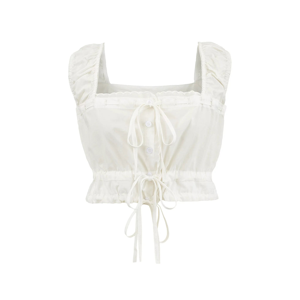 Ingrid Tie-Front Crop Top & Ruffle Shorts Set