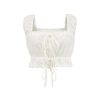 Ingrid Tie-Front Crop Top & Ruffle Shorts Set