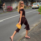 Lily Draped Flare Capri Pants