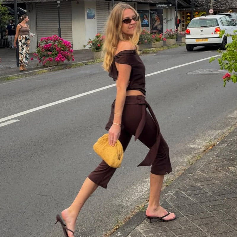 Lily Draped Flare Capri Pants