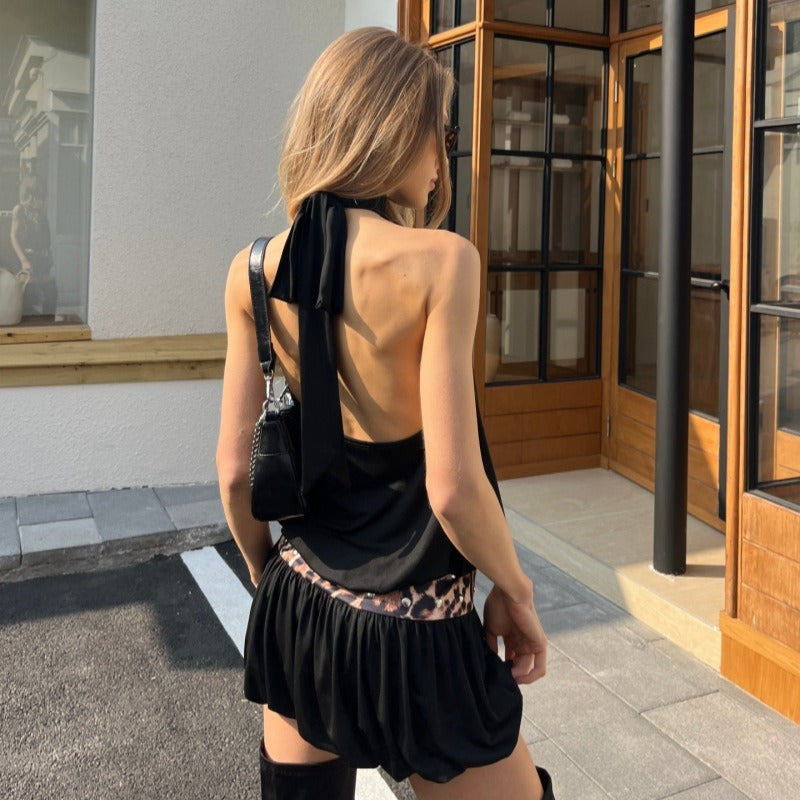 Aiko Leopard Waist Detail Mini Dress