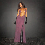 Maelis Sheer Plunge Maxi Dress