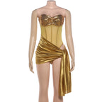 Orina Gold Sequin Corset Mini Dress
