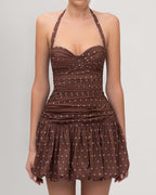 Polka Dot Halter Bubble Skirt Mini Dress