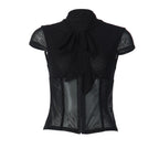 Salma Tie-Neck Mesh Top