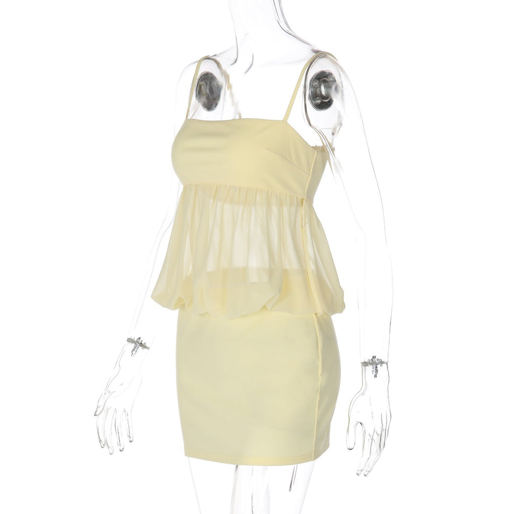 Layered Sheer Cami Mini Dress